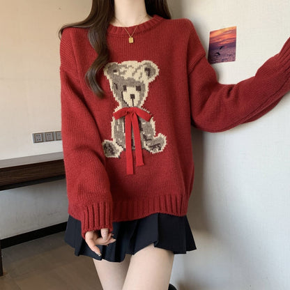A cartoon crew neck sweater