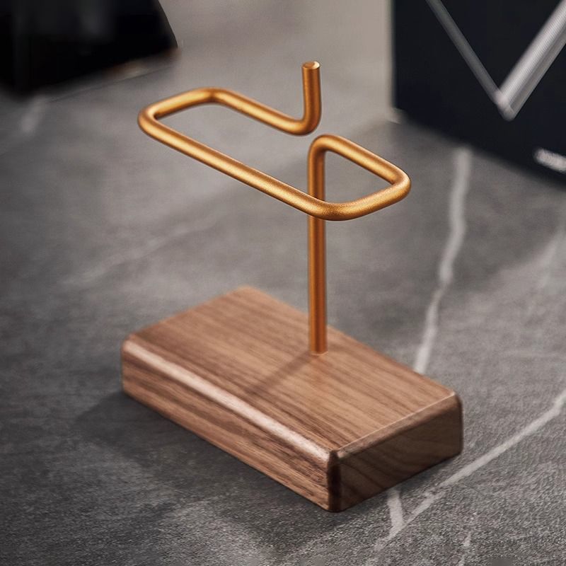 حامل ورق ترشيح من خشب الجوز الأسود الصلب والنحاس 