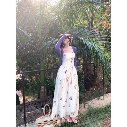 P thin shoulder strap floral dress