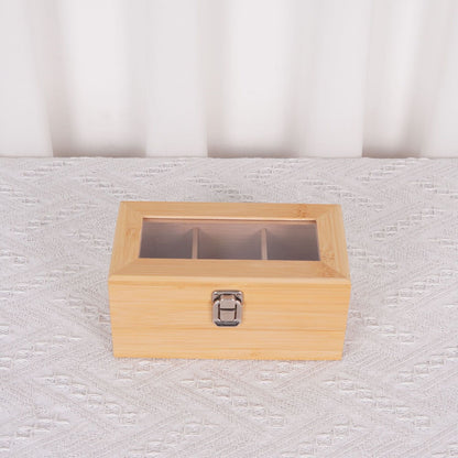P Bamboo Wood Doge Wenwan Walnut Storage Box Babao Tea Coffee Storage Box Yagli Board Transparent Solid Wood Finishing Box