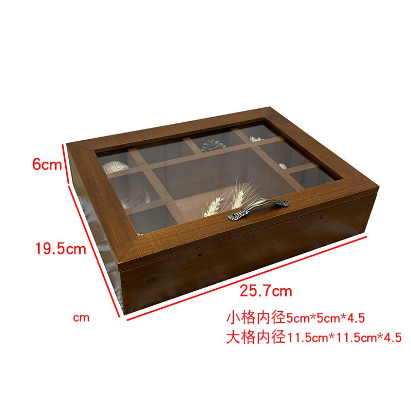 Desktop 9-grid solid wood storage box multi-function box