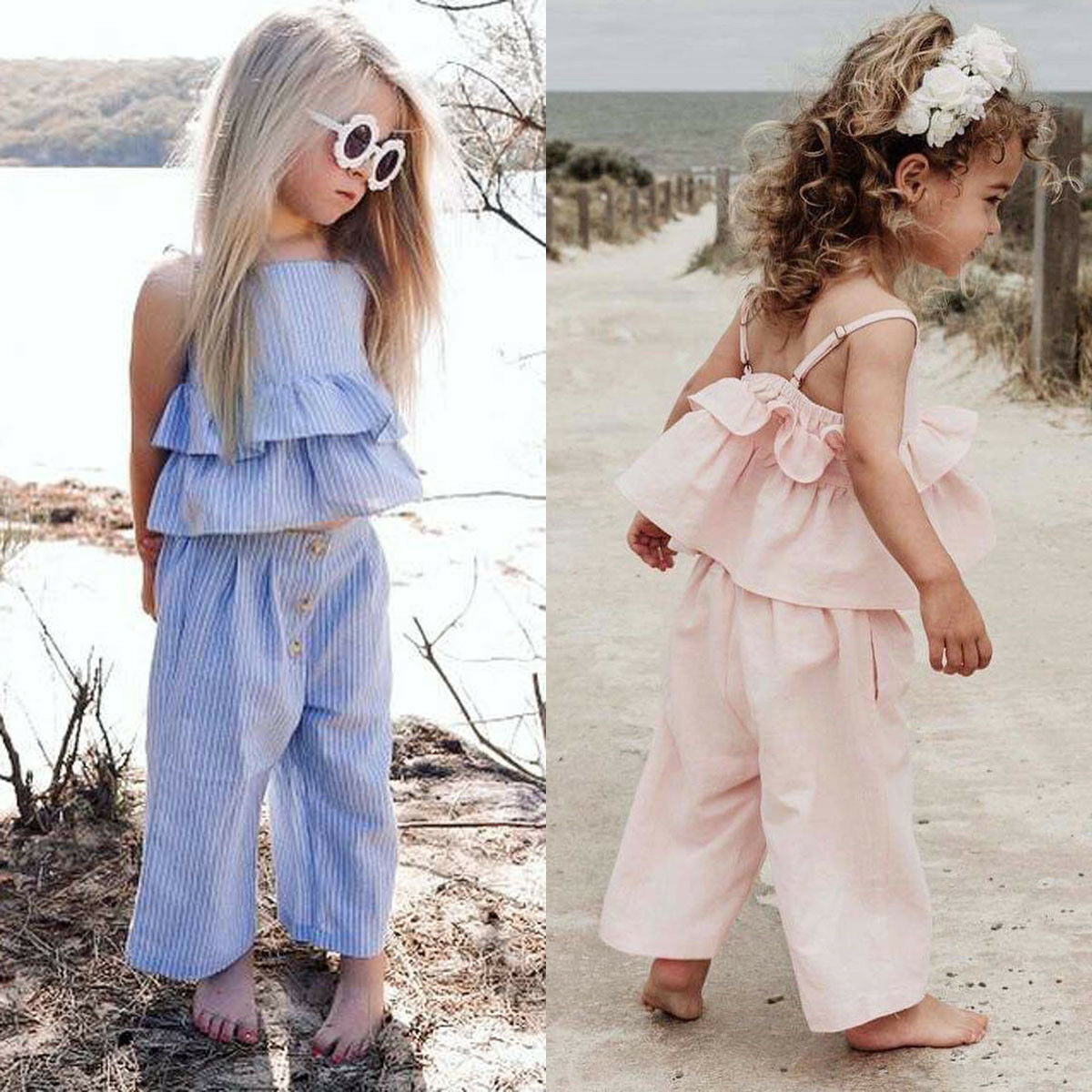 A ins, popular girls and children's sling suits