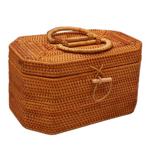 A rattan storage box