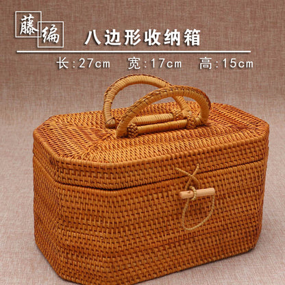 A rattan storage box