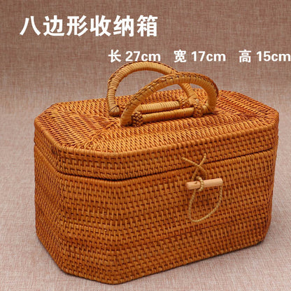 A rattan storage box