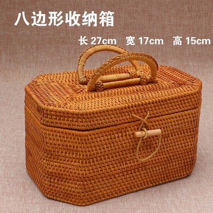 A rattan storage box