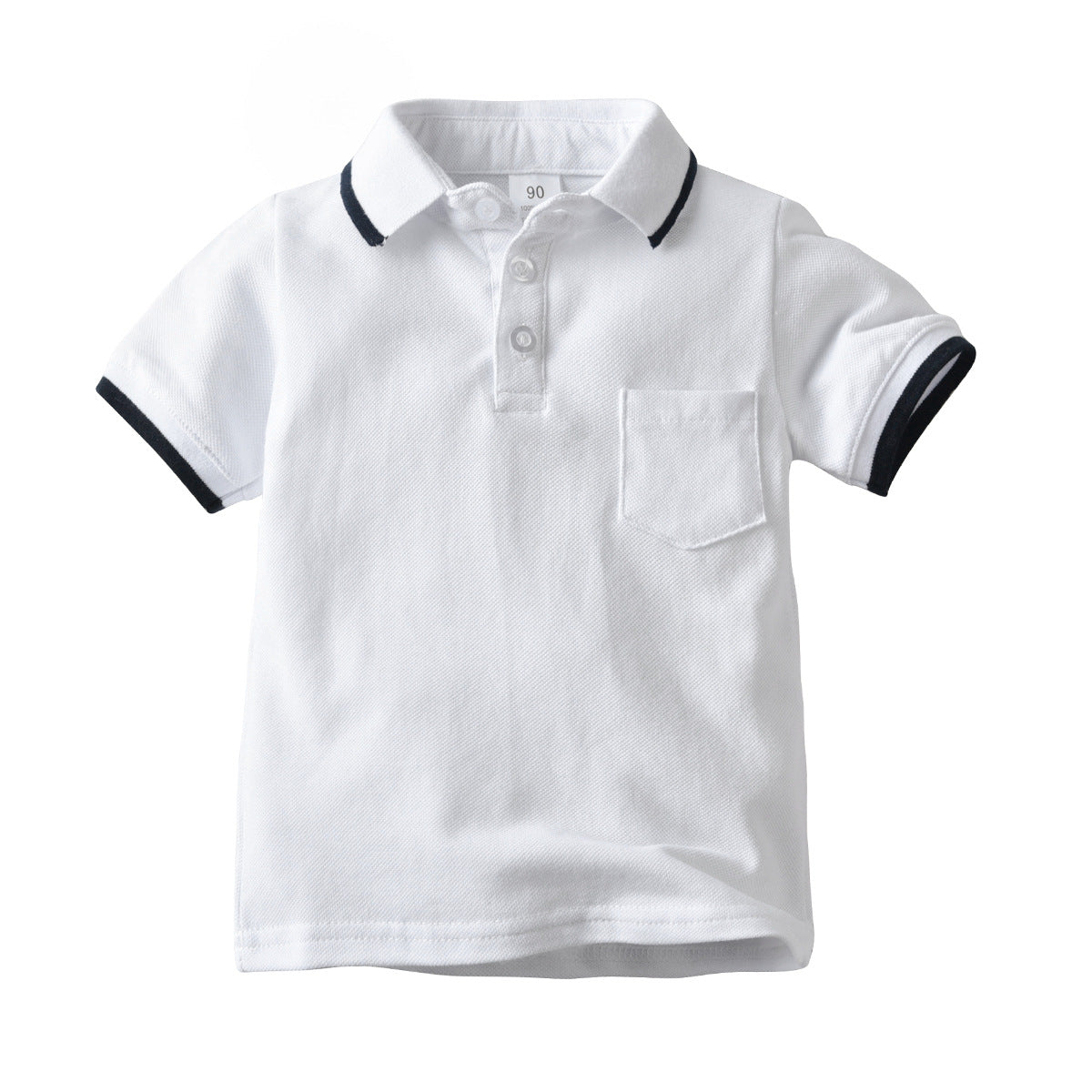 A white short-sleeved polo shirt woven shorts two-piece set summer lapel T-shirt shorts - Mixbatch