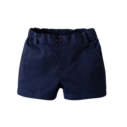 A white short-sleeved polo shirt woven shorts two-piece set summer lapel T-shirt shorts - Mixbatch