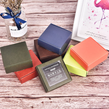 Retro handmade soap box color matching packaging box soap small carton kraft paper packaging box jewelry box printing MOQ: 500PIECE - Mixbatch