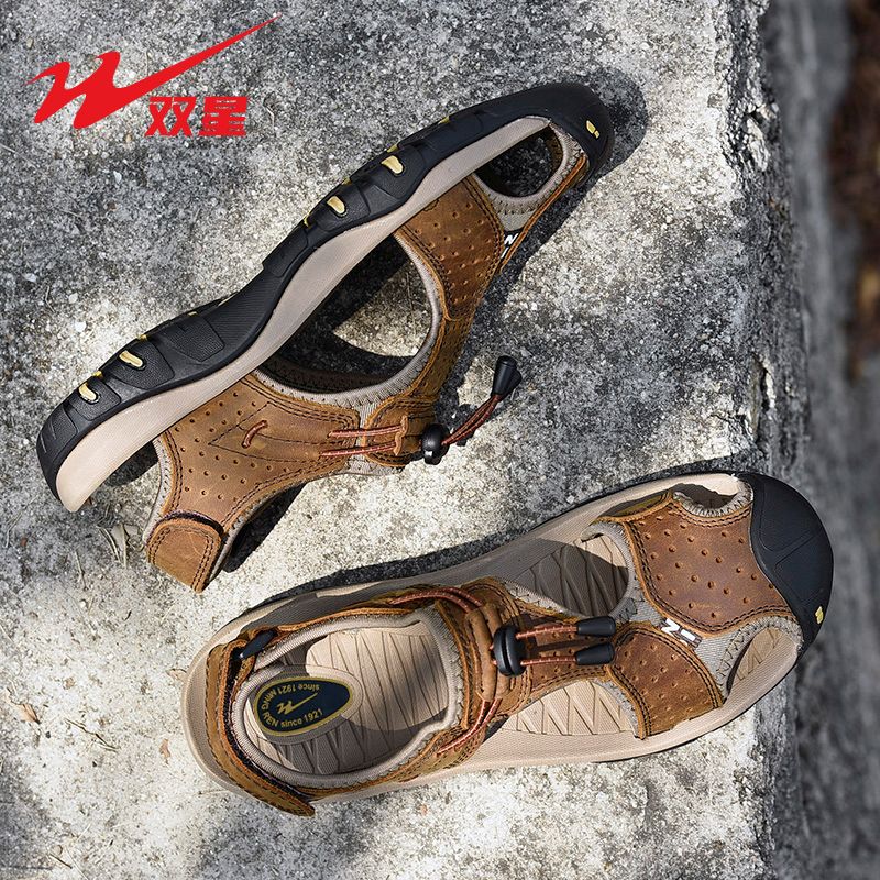 P men's sandals leather surface