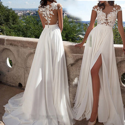 A dress sexy lace split evening dress long dress