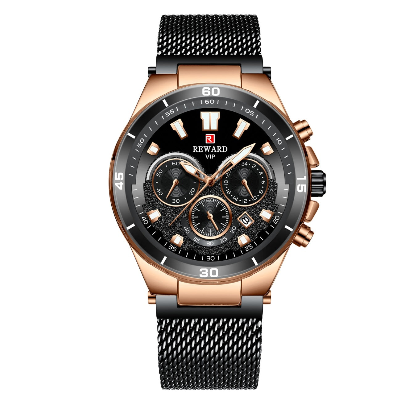 A 82003 Calendar Watch, Mesh Strap Watch, Waterproof Six-Pin Multifunctional Quartz Watch, Business Men's Watch