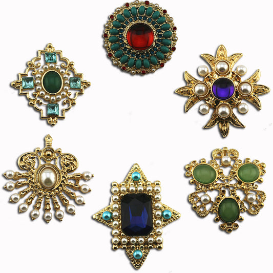 A Vintage Baroque Brooch Plexiglas Six Styles Fan Pins Antique Cross Pearl Corsage Ornament - Mixbatch