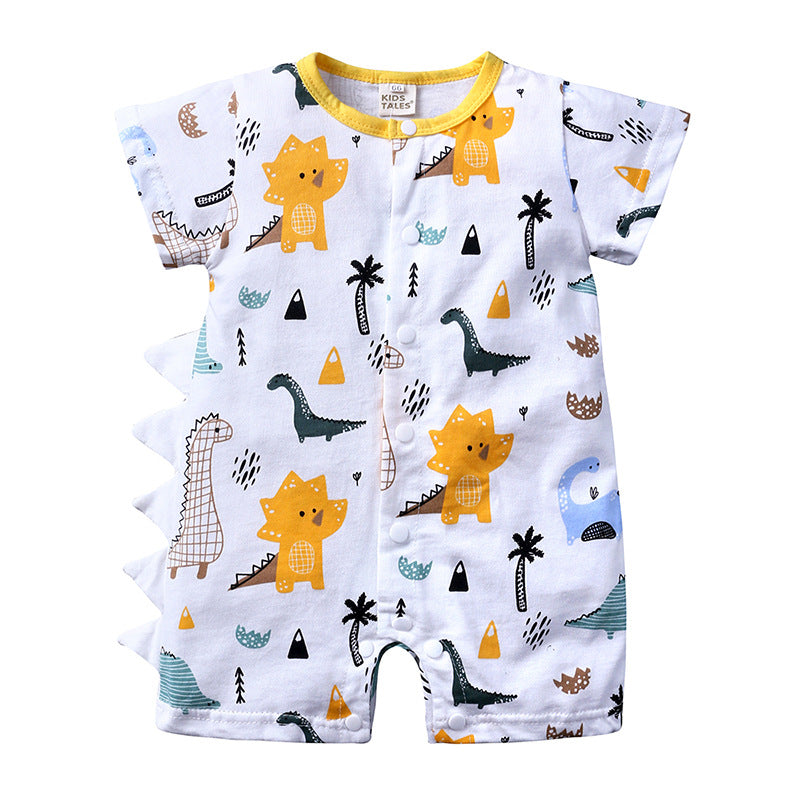 A baby jumpsuit, cartoon dinosaur for boys and girls, crawling clothes for newborns, cotton and khaki clothes, one for each generation. - Mixbatch