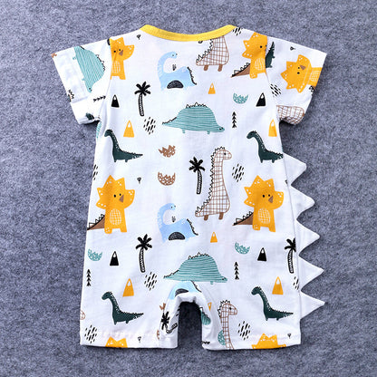 A baby jumpsuit, cartoon dinosaur for boys and girls, crawling clothes for newborns, cotton and khaki clothes, one for each generation. - Mixbatch
