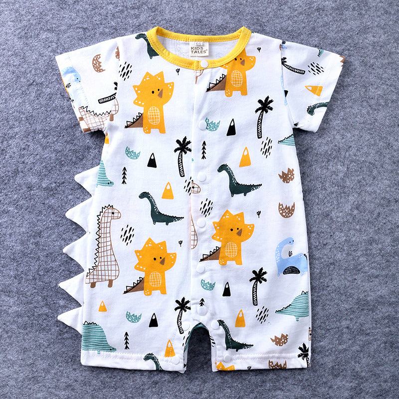 A baby jumpsuit, cartoon dinosaur for boys and girls, crawling clothes for newborns, cotton and khaki clothes, one for each generation. - Mixbatch