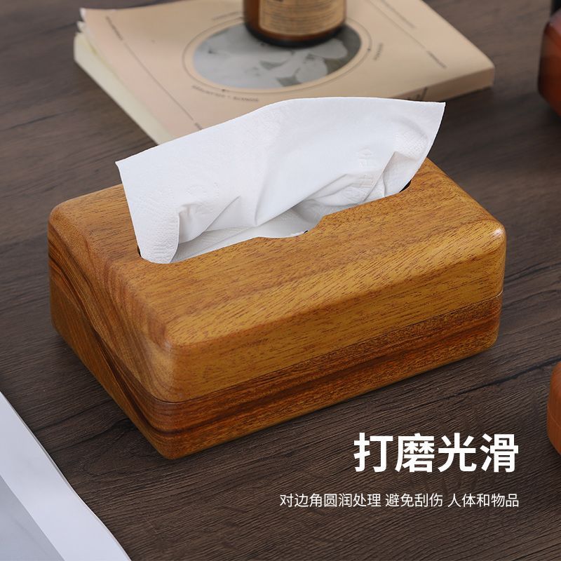 P high-grade solid wood pumping paper box magnetic whole wood hollowed out Thai gold teak solid wood decorative tissue box