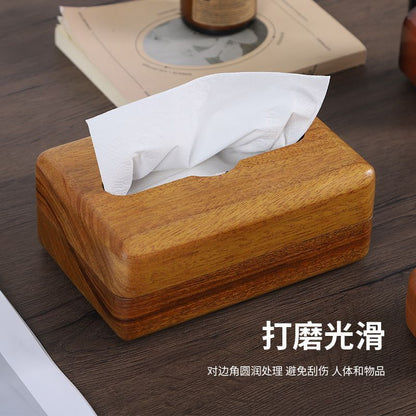 P high-grade solid wood pumping paper box magnetic whole wood hollowed out Thai gold teak solid wood decorative tissue box