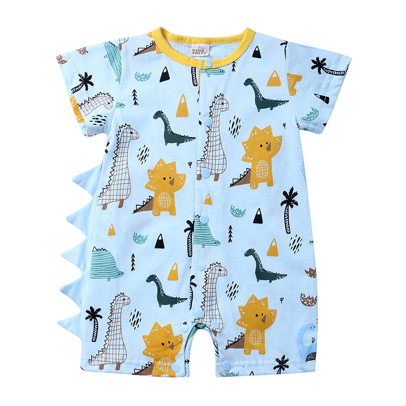 A baby jumpsuit, cartoon dinosaur for boys and girls, crawling clothes for newborns, cotton and khaki clothes, one for each generation. - Mixbatch
