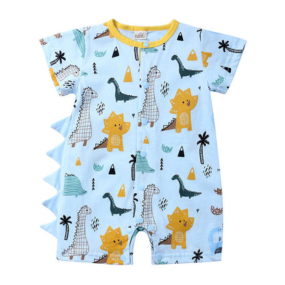 A baby jumpsuit, cartoon dinosaur for boys and girls, crawling clothes for newborns, cotton and khaki clothes, one for each generation. - Mixbatch
