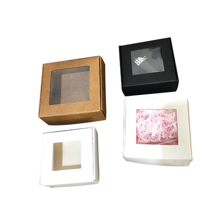A Window opening hollow kraft paper box handmade soap packaging box folding trinkets airplane box happy candy box spot MQO: 500PIECE - Mixbatch