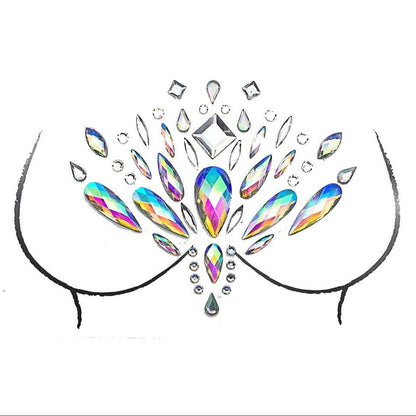 A face sticker diamond tattoo sticker diamond face decoration sticker gem adhesive eye sticker environmental protection music festival face sticker eyebrow diamond - Mixbatch