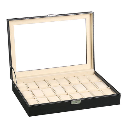 A Cross-border watch box spot wholesale pu leather 20-bit 24-bit watch storage box