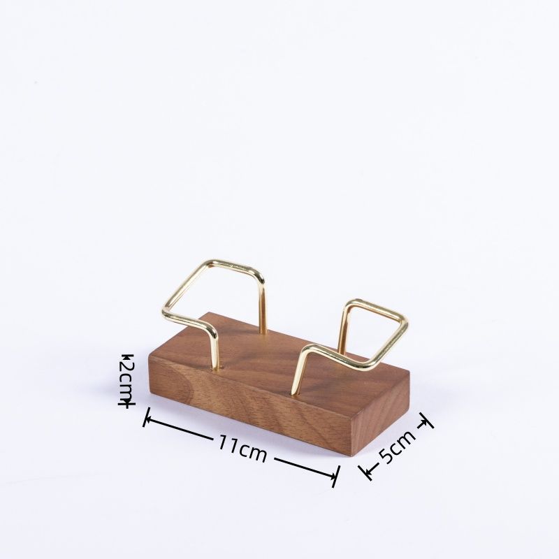 حامل بطاقات عمل من خشب الجوز الأسود 