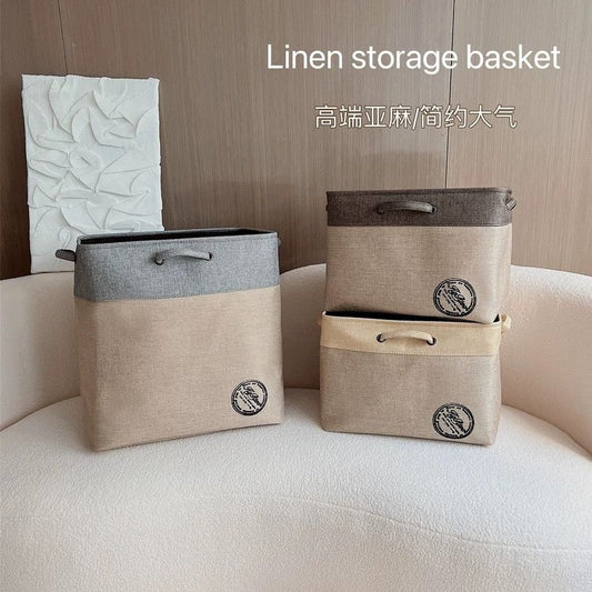 P linen fabric foldable storage basket