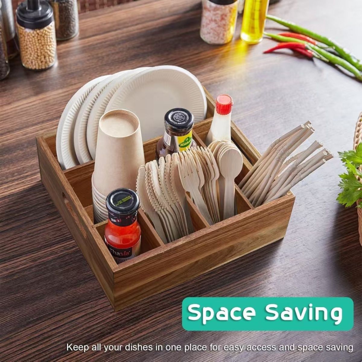 A Wooden kitchen knife and fork storage bo 50piece