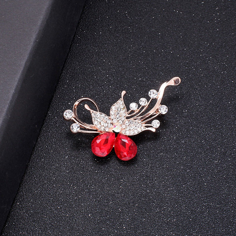 A Korean new fashion high-end brooch women's rhinestone silk scarf buckle anti-light buckle crystal brooch pin pearl jewelry - Mixbatch