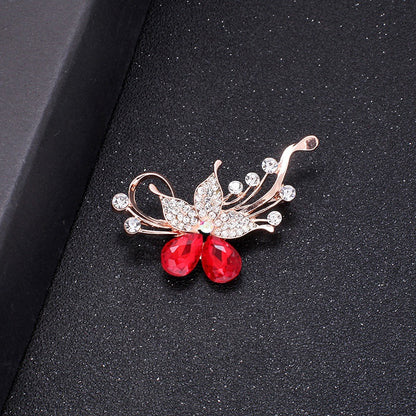 A Korean new fashion high-end brooch women's rhinestone silk scarf buckle anti-light buckle crystal brooch pin pearl jewelry - Mixbatch