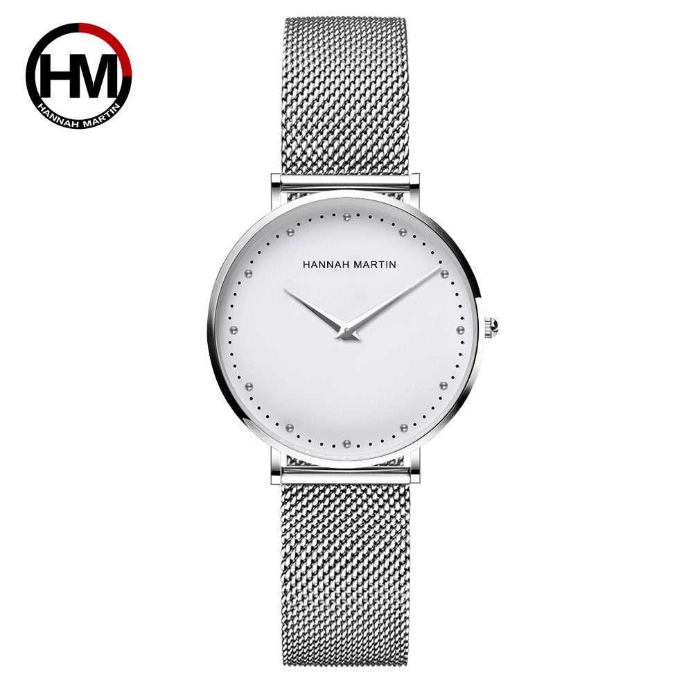 A new Japanese movement cross-border waterproof ladies watch quartz watches stainless steel mesh belt watch