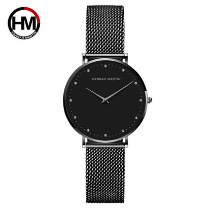 A new Japanese movement cross-border waterproof ladies watch quartz watches stainless steel mesh belt watch