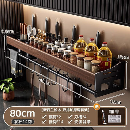 P retro shelf walnut kitchen knife holder wall wall seasoning rack chopstick cartridge high-end kitchen wall rack