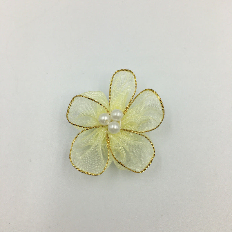 A Simulation plum blossom, flower with pearl snow yarn Phnom Penh snow yarn small flower ribbon flower shoe flower clothing flower wholesale - Mixbatch