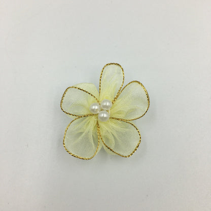 A Simulation plum blossom, flower with pearl snow yarn Phnom Penh snow yarn small flower ribbon flower shoe flower clothing flower wholesale - Mixbatch