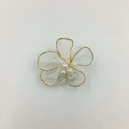 A Simulation plum blossom, flower with pearl snow yarn Phnom Penh snow yarn small flower ribbon flower shoe flower clothing flower wholesale - Mixbatch