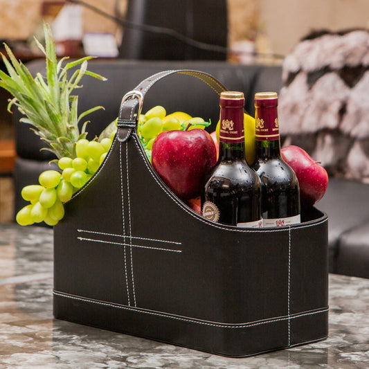 A leather portable basket gift packaging fruit storage basket wine basket