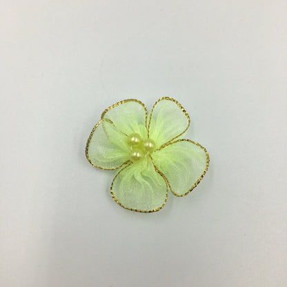A Simulation plum blossom, flower with pearl snow yarn Phnom Penh snow yarn small flower ribbon flower shoe flower clothing flower wholesale - Mixbatch