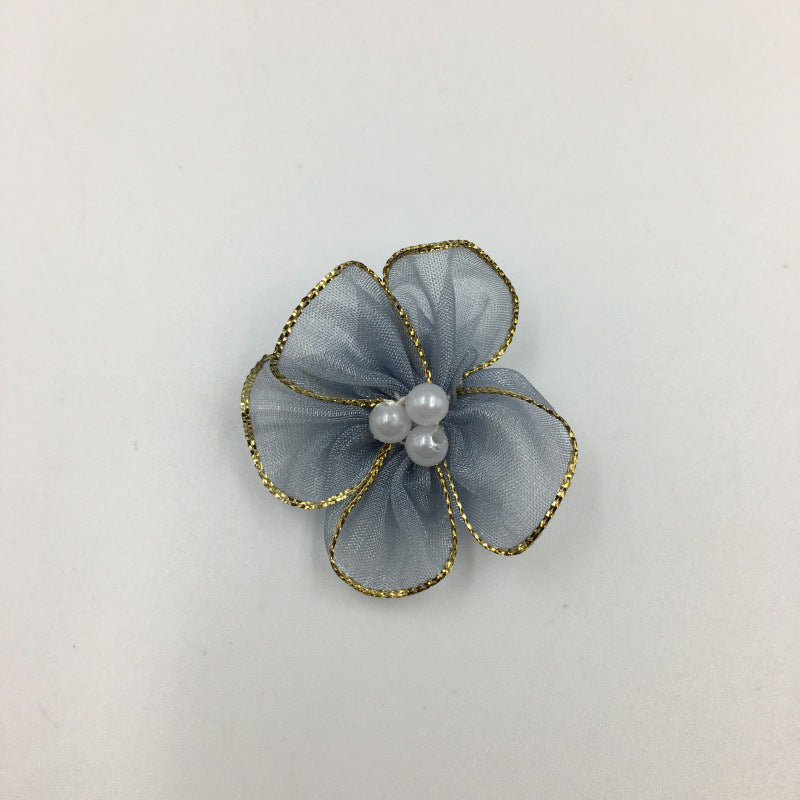 A Simulation plum blossom, flower with pearl snow yarn Phnom Penh snow yarn small flower ribbon flower shoe flower clothing flower wholesale - Mixbatch