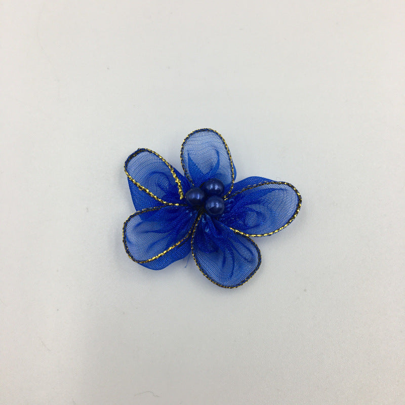 A Simulation plum blossom, flower with pearl snow yarn Phnom Penh snow yarn small flower ribbon flower shoe flower clothing flower wholesale - Mixbatch