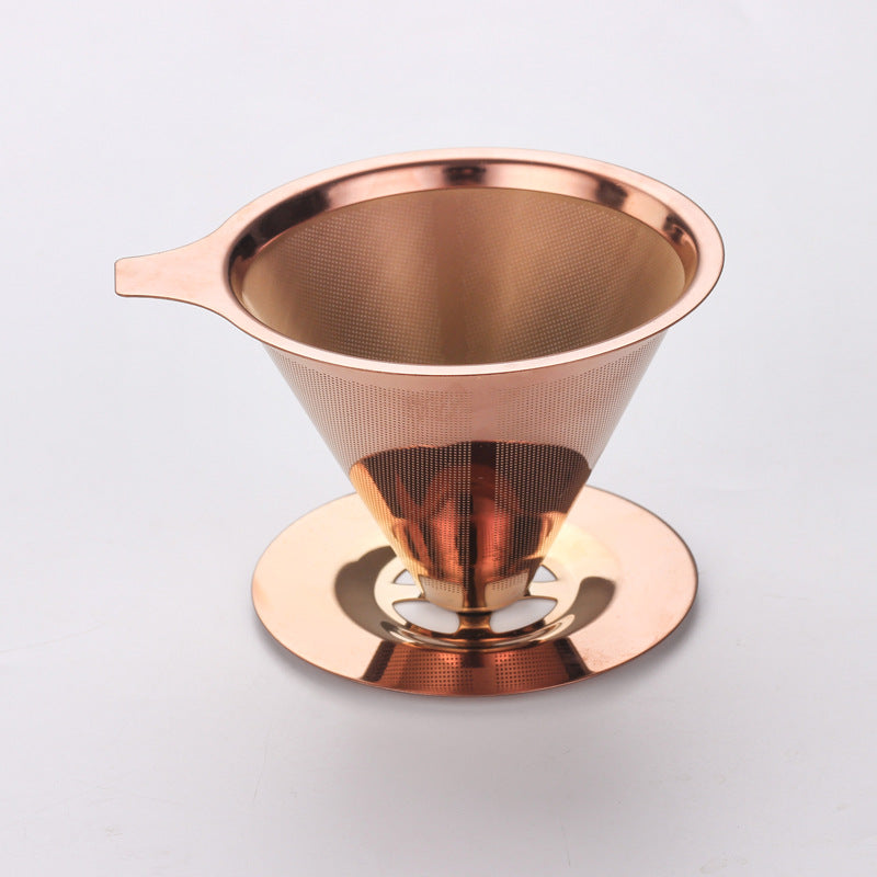A 304 food grade stainless steel integrated coffee filter gold hand flush household drip filter cup filter