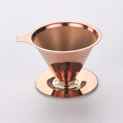A 304 food grade stainless steel integrated coffee filter gold hand flush household drip filter cup filter