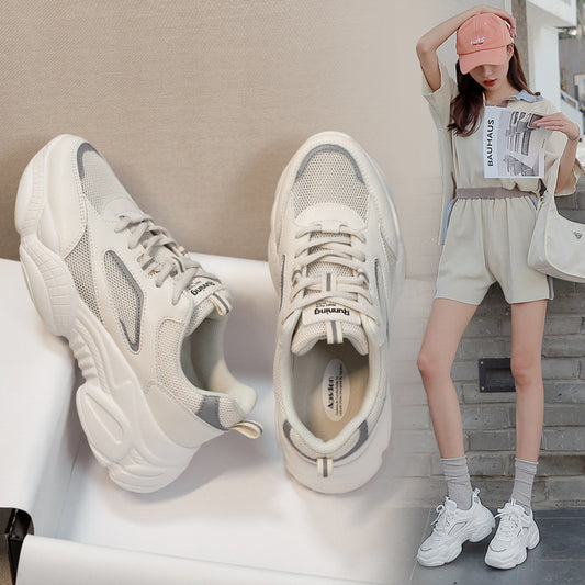 Aogu Shiden Daddy Shoes Women's Summer New Internet Celebrity Street Photography Fashion Single Net Thick-soled Breathable Casual Sneakers Tide - Mixbatch