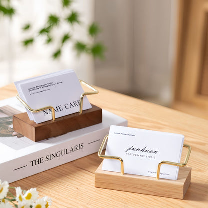 حامل بطاقات عمل من خشب الجوز الأسود 