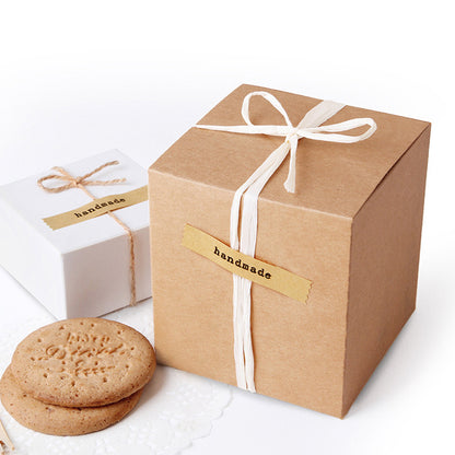 A gift box decorative rectangular self-adhesive hand made spot minimalist wind baking sealing sticker 10 pcs/sheet MOQ: 100 SHEET - Mixbatch
