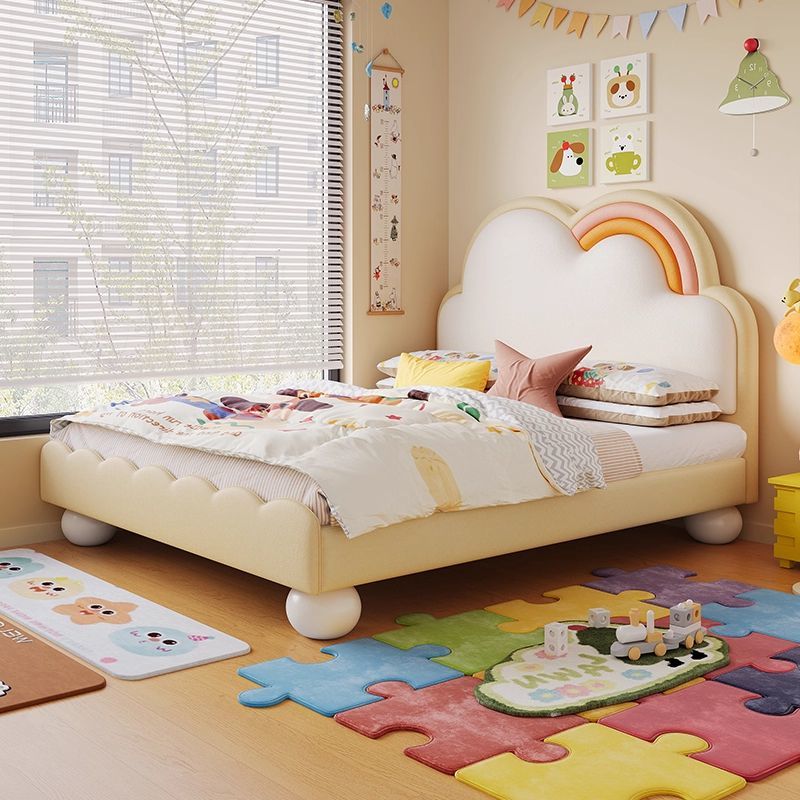P rainbow bed boys and girls princess leather bed bedroom modern simple drawer storage small apartment children's room single bed
