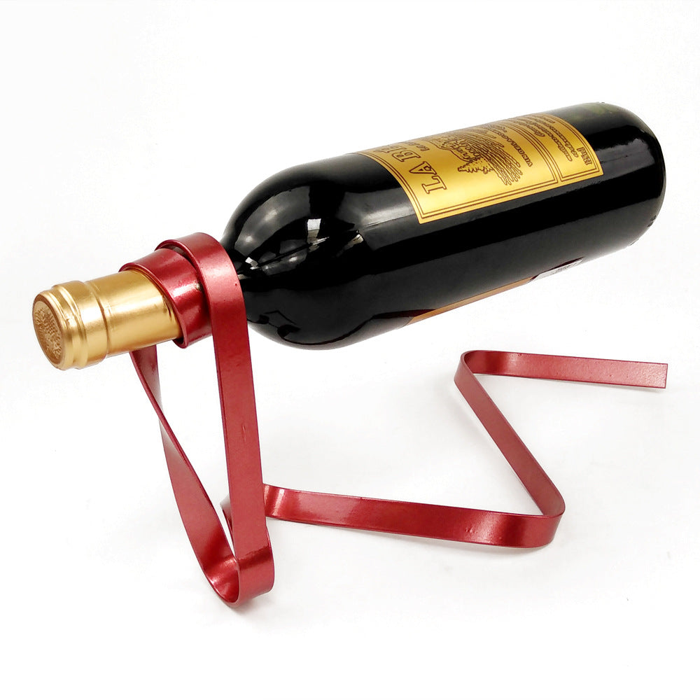 A Metal ribbon suspension ornament Creative balance Wine rack Interior decoration Modern home gift