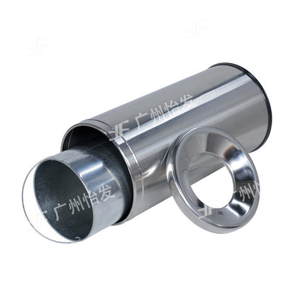 A stainless steel trash can